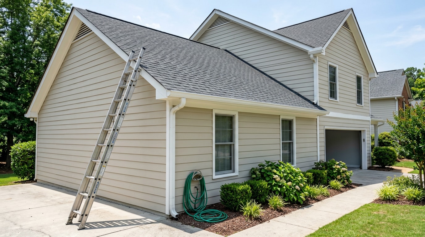 Clean asphalt shingle roof after a safe roof washing