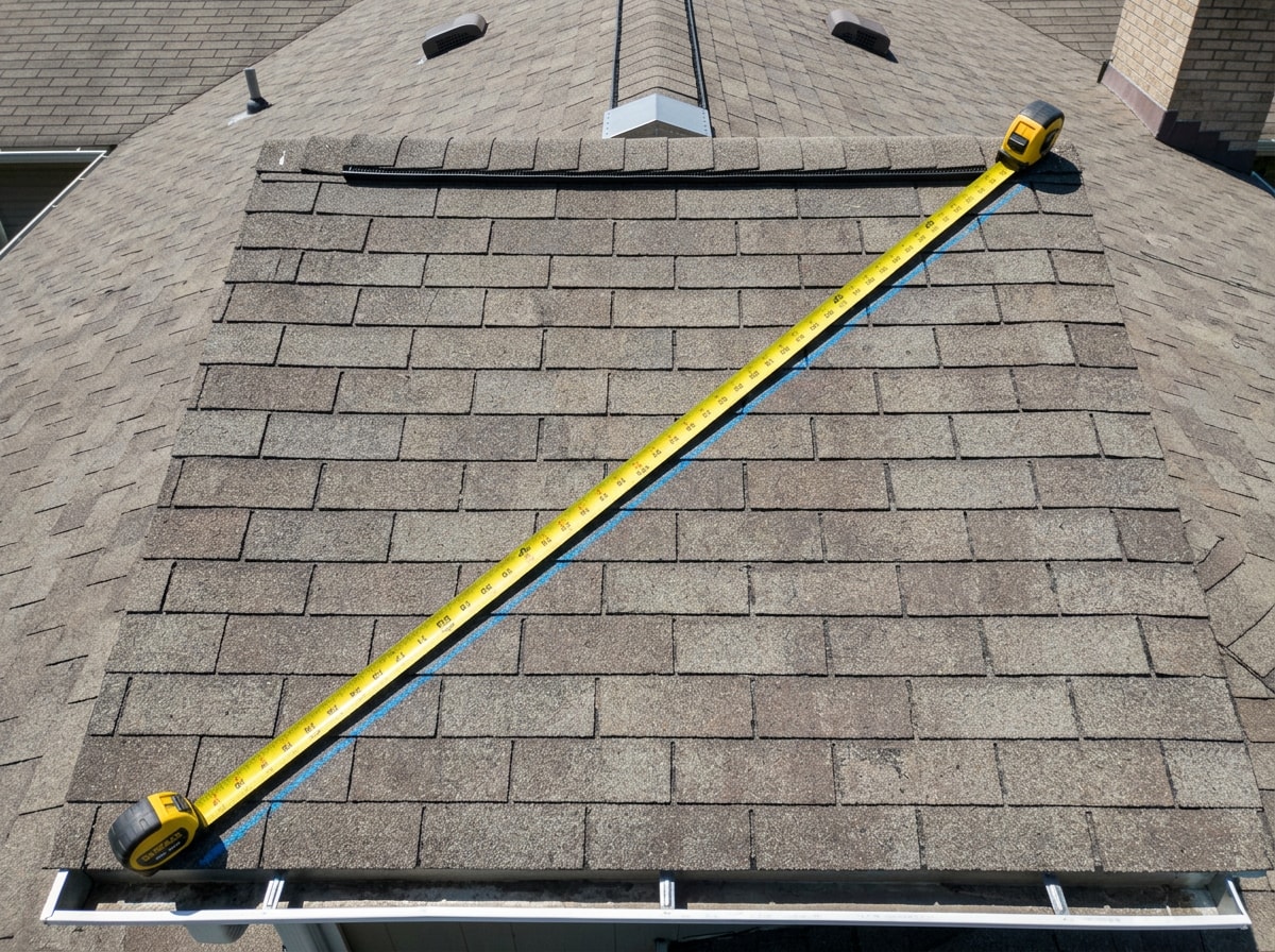 Diagram showing eave-to-ridge measurement for calculating metal roof panel length
