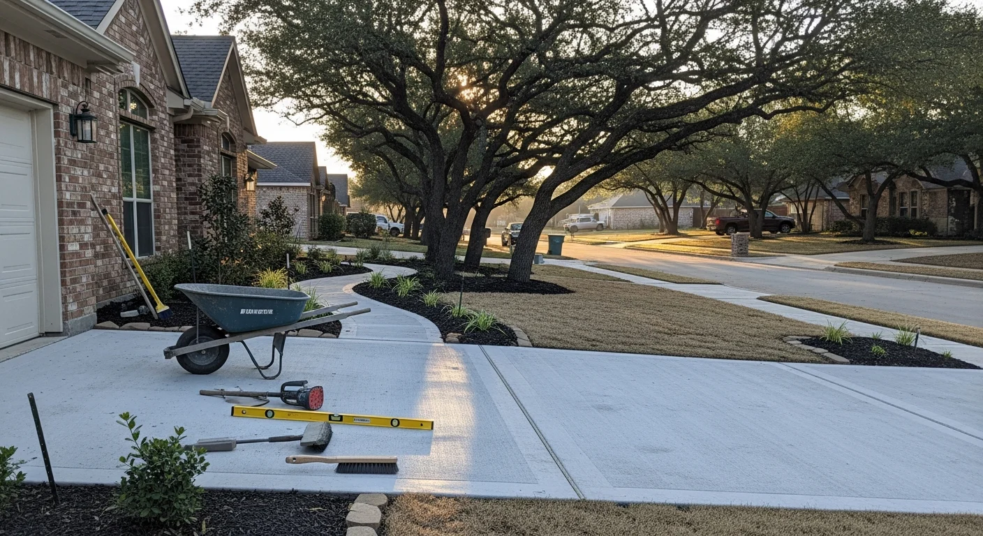 Finished concrete driveway at residential home