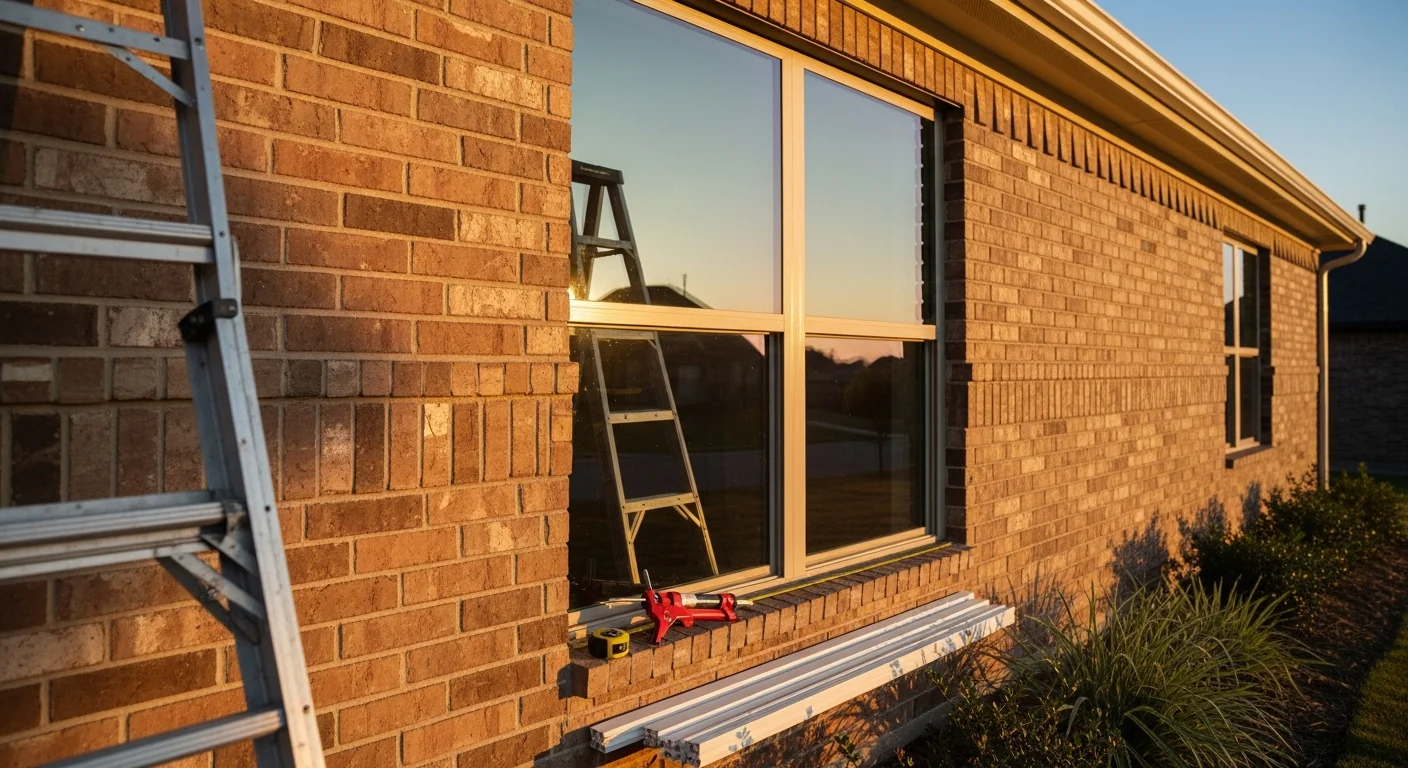 New replacement windows installed on residential home exterior