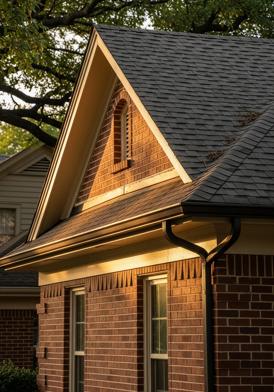 Close-up of a Dallas home exterior showing classic architectural details and established neighborhood setting.
